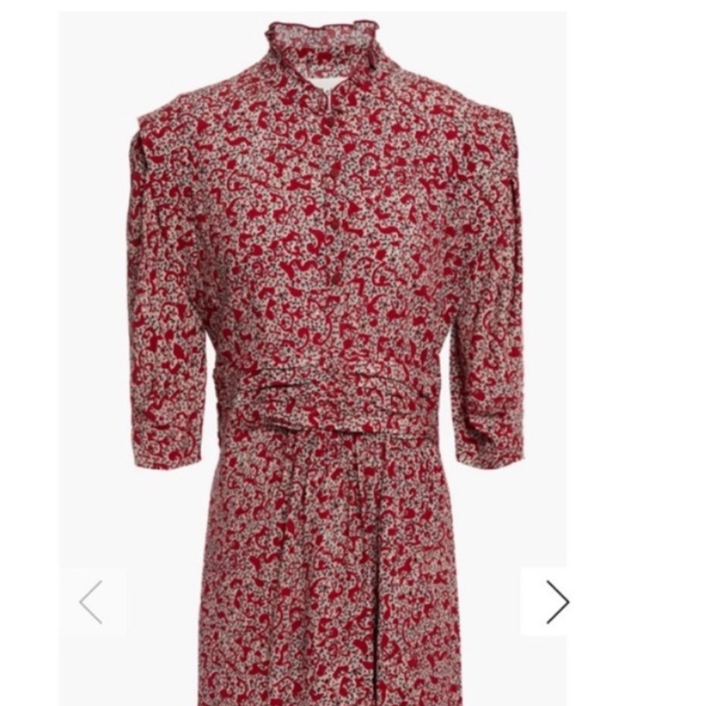 BA&SH Chelsea Wrap-effect Red Floral Print Crepe Dress 6 Like New - Picture 2 of 16
